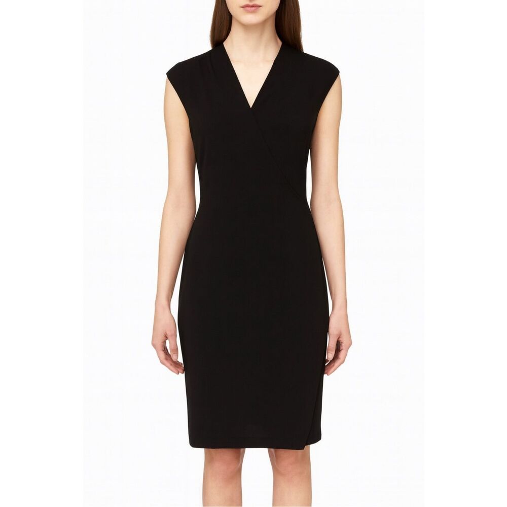 Norma Kamali Faux Wrap Draped Midi Dress Black Sleeveless NWT Medium